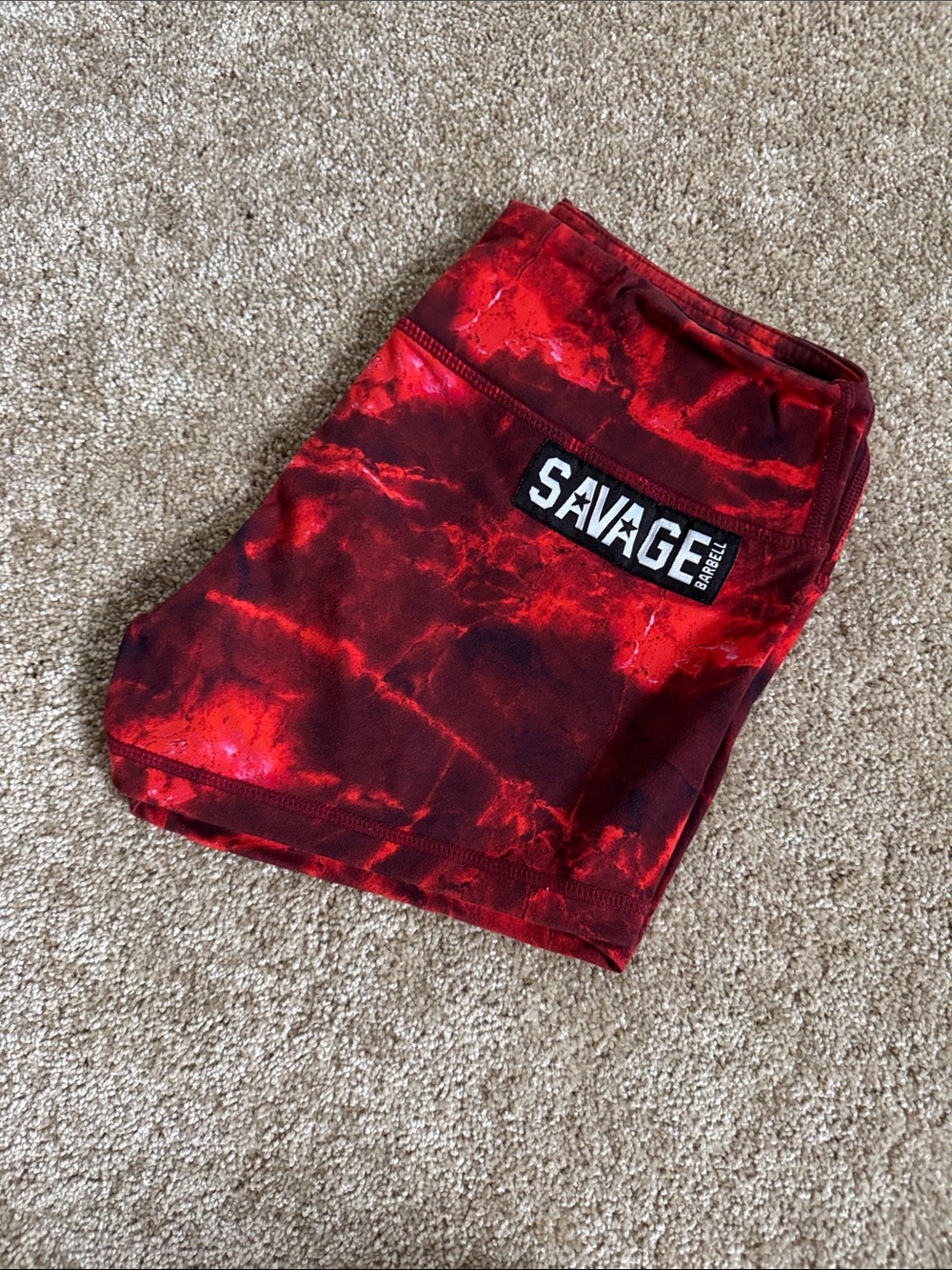 Savage Barbell Red Marble Fitness Shorts